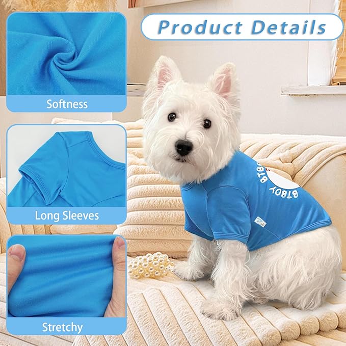 XPUDAC 4 Pack Dog Shirts Soft Summer Dog Clothes for Small Medium Dogs Breathable Lightweight Cute Tshirt with Sleeves Puppy Cat Outfit