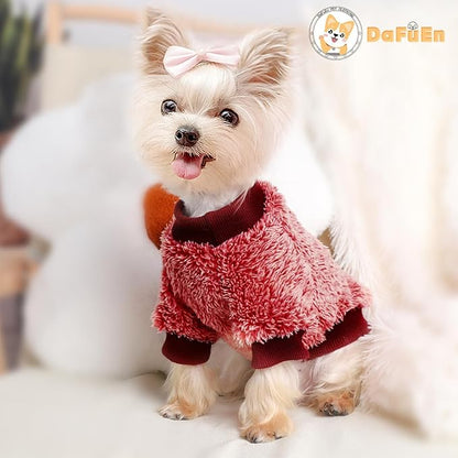 Dog Sweaters for Small Dogs Girl Boy Winter Puppy Sweater Clothes Fleece Warm Pet Outfit for Chihuahua Yorkie Teacup Cute Plain Cold Weather Dog Coat Cat Apparel Clothing (Small