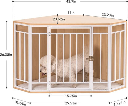 MEWOO Corner Dog Crate Furniture with Cushion