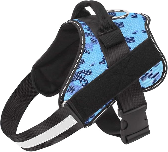 Bolux Dog Harness, No-Pull Reflective Dog Vest, Breathable Adjustable Pet Harness with Handle for Outdoor Walking - No More Pulling, Tugging or Choking (Blue Camo, XS)