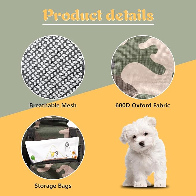 Pet Carrier Airline Approved Pet Carrier 23.7x16.6x17.3 Inches Dog Carriers for Small Dogs Cat Carriers for Medium for Small Cats and Dogs with Locking Safety Zippers and Anti-Scratch Mesh（Camouflage）