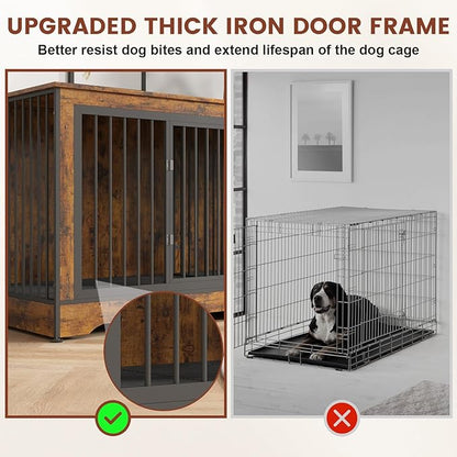 3-in-1 75 Inch Double Dog Crate Furniture 2 Large