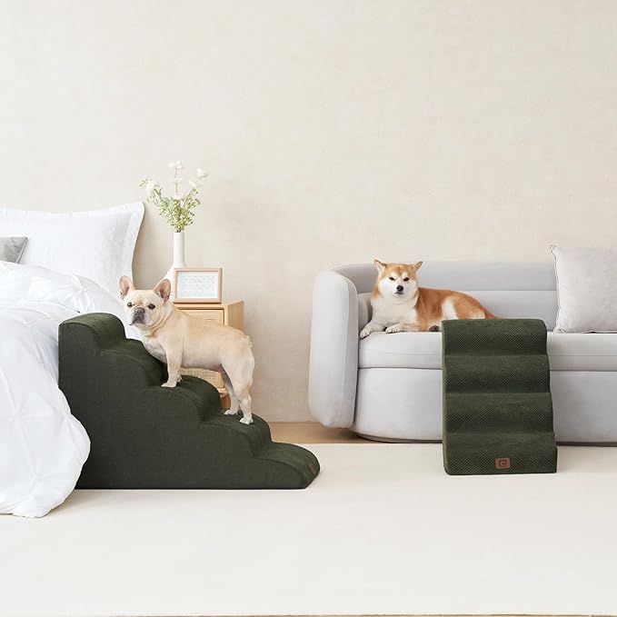 EHEYCIGA Curved Dog Stairs for High Beds 22.6" H 5-Step Dog