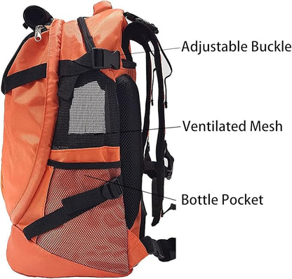 Large Pet Cat Backpack Dog Backpack for Most Dog Sizes Travel&Hiking Pet Carrier Backpack with Safety leash large Ventilations Double-layer Structure (ORANGE)