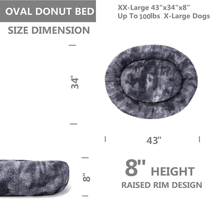 Coohom Oval Calming Donut Cuddler Dog Bed Bed(30"/36") for (XXL(43"x34"x8"), Grey2021)