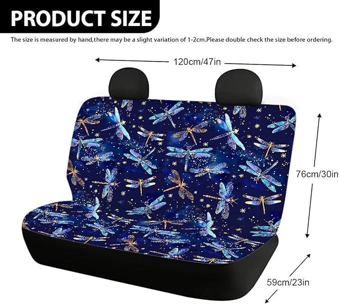 AFPANQZ Dragonfly Design Car Seat Cover for Rear Bench Seats Polyester Fabric Protects Against Dirt Pet Fur Dog Hair