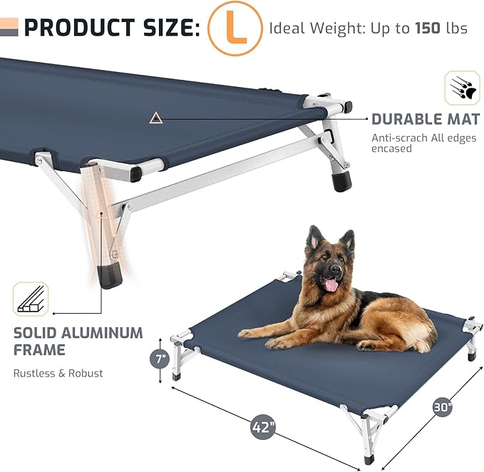 Dog Bed Large Size Dog: Raised Elevated Cooling Cots Chew Proof Dog Bed