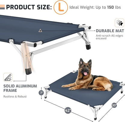 Dog Bed Large Size Dog: Raised Elevated Cooling Cots Chew Proof Dog Bed