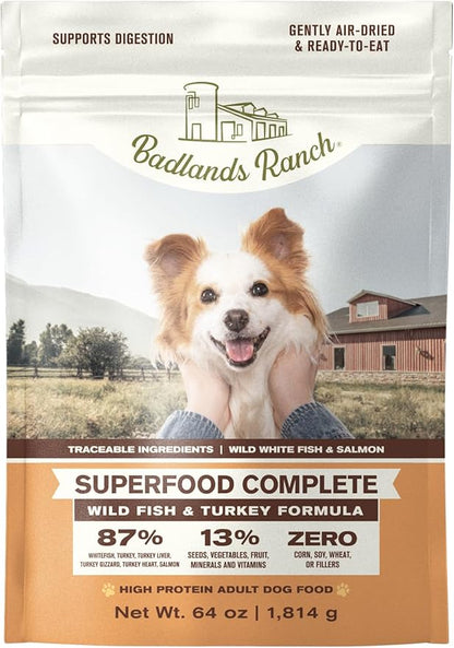 by Katherine Heigl- Superfood Complete, Air-Dried Adult Dog Food - High Protein, Zero Fillers, Superfood Nutrition (64 oz., Wild Fish and Turkey Formula)