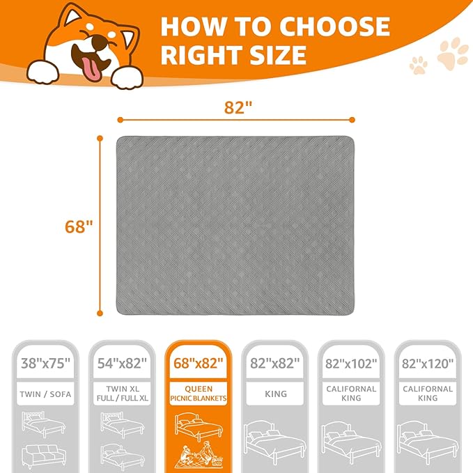 LOOBANI Waterproof Dog Blanket 2 Pack 68×82in, Light