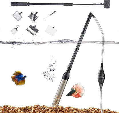 Carefree Fish Aquarium Long Handle Cleaning Tools and Garvel Cleaner Fish Tank Water Changer 256Gph