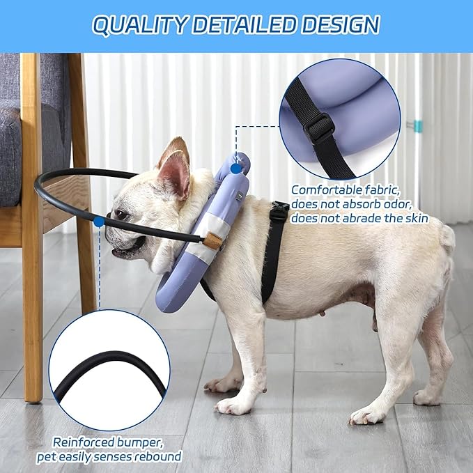 Blind Dog Halo, Blind Dog Harness, Lightweight Halo for Dogs&Cats, Adjustable Guiding Device Protects Pets from Collision, Builds Confidence, Collar, Purple (Small)