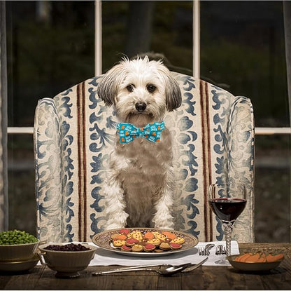 Lionheart glory Thanksgiving Dog Collar, Turkey Dog Bow Collar Adjustable Soft and Comfortable Bowtie Collars for Medium Dogs Girl or Boy Pet Gift Fall Collar Dog Bow