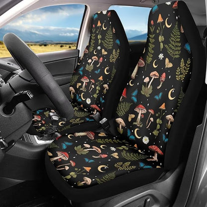 Mushroom Daisy Print Car Seat Covers Front Seats Only Set for Women Men