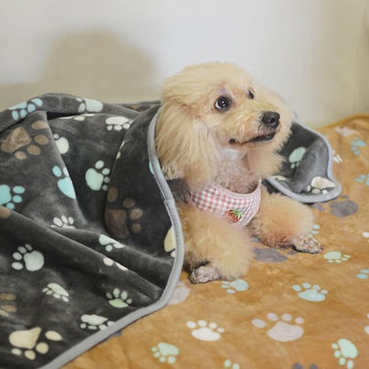 1 Pack 3 Puppy Blankets Super Soft Warm Sleep Mat Cute PAW Print Blanket Fleece Pet Blanket Flannel Throw Dog Blankets for Small Dogs Puppy Cats Gray/White/Brown-Small(23"x15")
