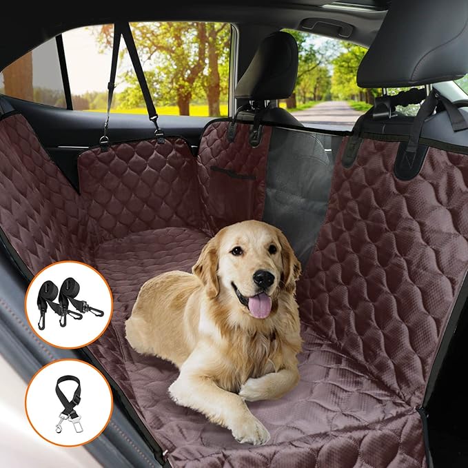 PETICON Dog Car Seat Cover with Mesh Window 100% Waterproof