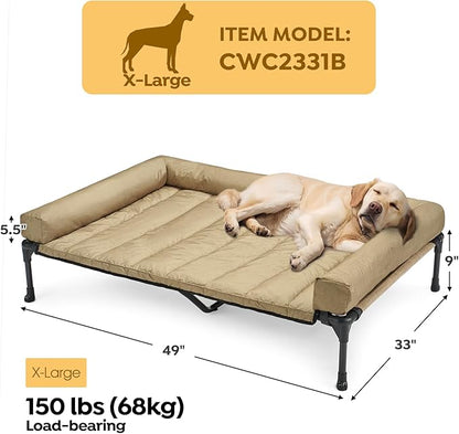 Veehoo Cooling Elevated Dog Bed + Waterproof Removable Pillow-Top Mat CWC2331B