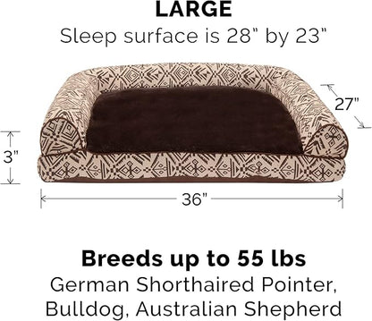 Furhaven Pillow Dog Bed for Large/Medium Dogs w/ Removable Bolsters & Washable Cover
