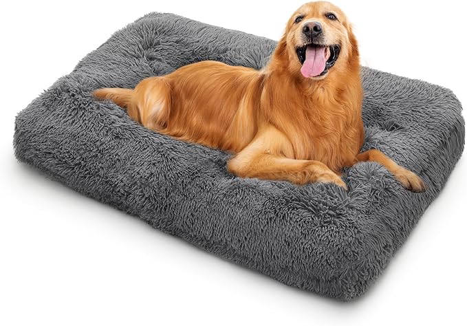 MoNiBloom 40.5"x32.5"x5.5" Dog Beds for Large Size Dogs Machine-Washable Long Plush Pet Beds Warming Cozy Soft Bed for Dogs and Cat