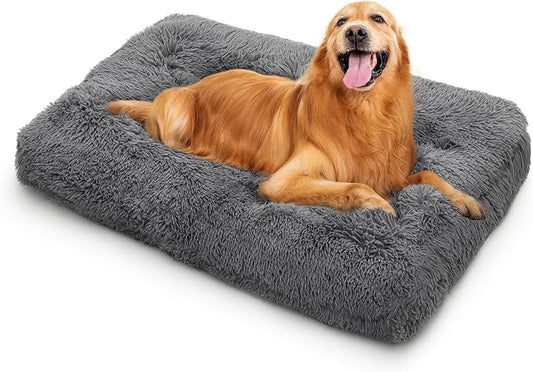MoNiBloom 40.5"x32.5"x5.5" Dog Beds for Large Size Dogs Machine-Washable Long Plush Pet Beds Warming Cozy Soft Bed for Dogs and Cat