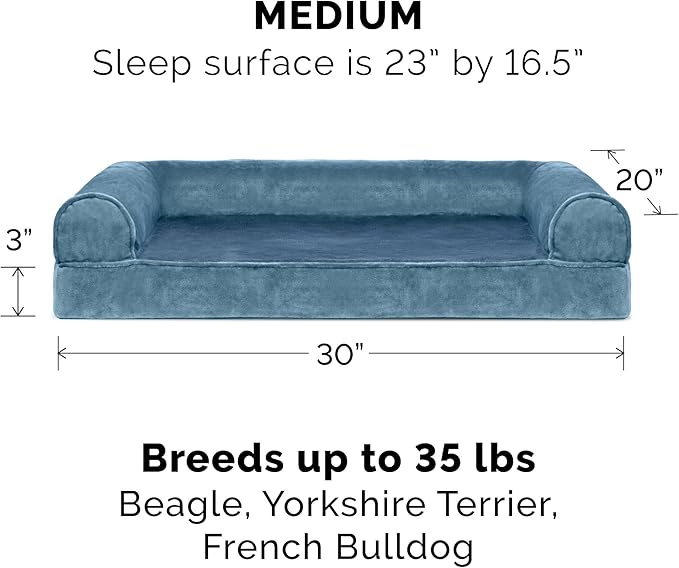 Furhaven Orthopedic Dog Bed for Medium/Small Dogs w/ Removable Bolsters & Washable Cover 35 lbs
