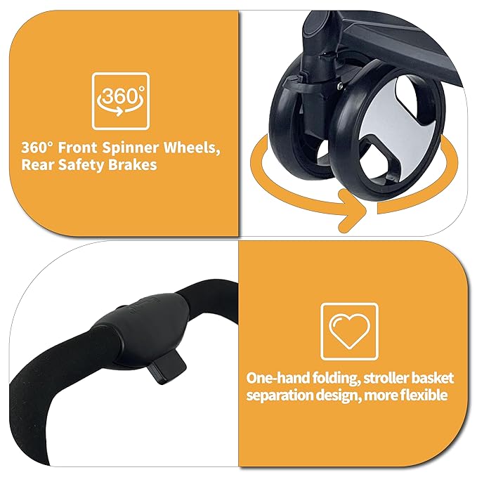 3-in-1 Dog Stroller for Medium Dogs 2 Dogs/Cats, 44lbs(Grey)