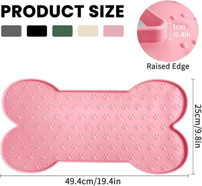 Dog Food Mat Anti-Slip Silicone Dog Bowl Mat Thicker Pet Placemat Waterproof Cat Feeder Pad with Raised Edge Puppy Kitten Feeding Mats Suitable Small Medium-Sized Dogs Cats Eating Tray