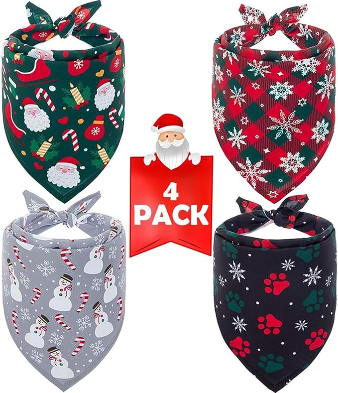 SCENEREAL Christmas Dog Bandana 4 Pack