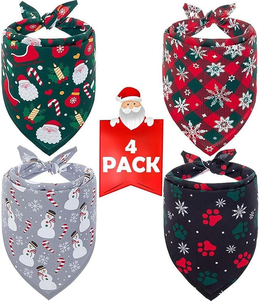 SCENEREAL Christmas Dog Bandana 4 Pack