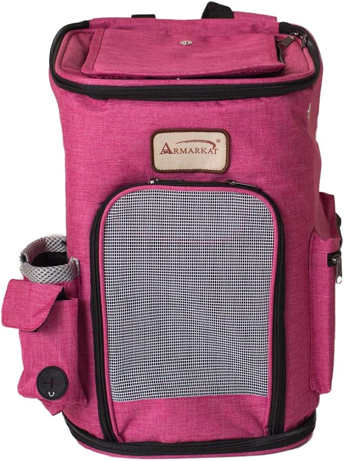 Armarkat Model PC301P Pets Backpack Pet Carrier in Pink and Gray Combo, Small/Medium