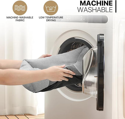 MoNiBloom 20"x17"x6.5" Dog Beds for Small Size Dogs Machine-Washable Linen-Like Fabric Pet Beds Warming Cozy Soft Bed for Dogs and Cat