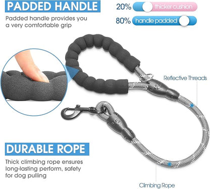 BAAPET 2/4/5/6 FT Dog Leash with Comfortable Padded Handle and Highly Reflective Threads for Small Medium and Large Dogs (2FT-1/2''