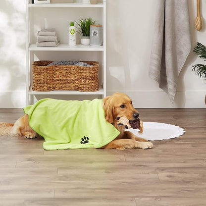 Bone Dry Embroidered Pet Grooming Towel Collection 41x23.5, Lettuce