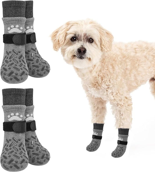 SCENEREAL Dog Socks to Prevent Licking Paws for Hot Pavement, Anti Slip Long Dog Grip Socks for Hardwood Floors, Dog Shoes Booties&Paw Protector for Small Medium Large Senior Dog, Pet Socks for Wounds
