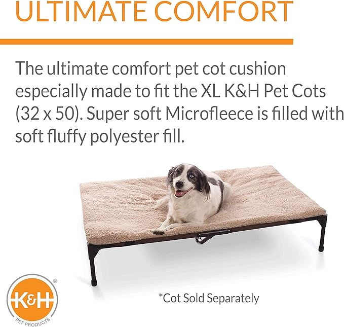 K&H Pet Products Original Dog Cot Microfleece Pad for Outdoor Raised Dog Bed 50 X 32 Inches