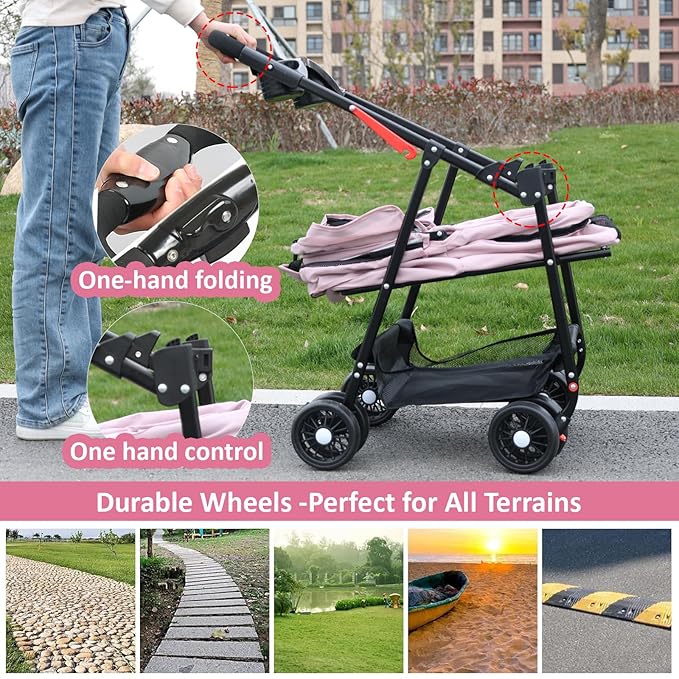 Medium Pet Stroller for Dogs Up to 30lbs 4 Wheels