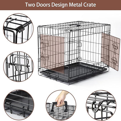 DONORO Dog Crates for Small Size Dogs Indoor Double Door Dog Kennels & Houses for Puppy and Cats (36-Inch Only