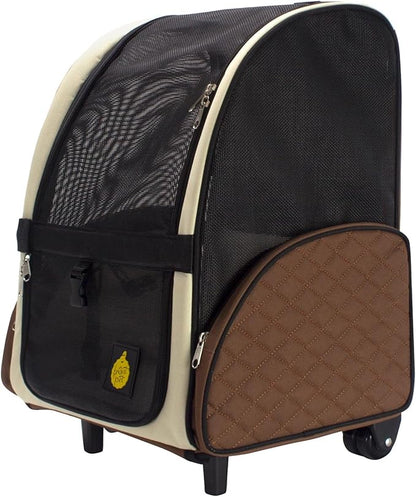 FrontPet Rolling Pet Travel Carrier with Wheels and Backpack Straps, Strong Breathable Mesh Panels, 12" W x 14.5" L x 19.5" H, Not Suitable for Air Travel