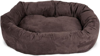 Majestic Pet 40 Inch Suede Calming Dog Bed Washable – Cozy Soft Round Dog Bed with Spine Support for Dogs to Rest their Head 40x29x9 (Inch)