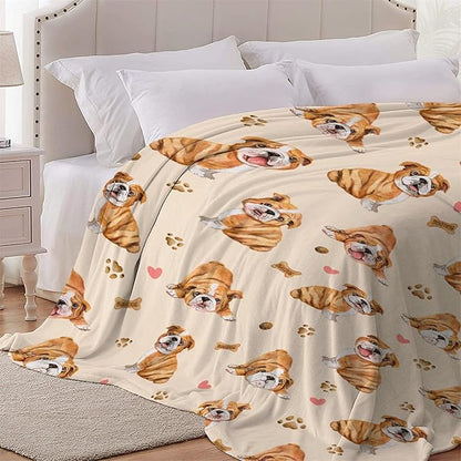 Cute Bulldog Dog Blanket Dog Blanket Gifts Super Soft Bulldog Blanket for Dog 120"x90" for