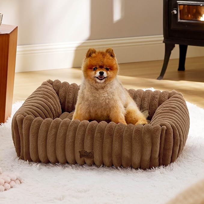 Bedsure Cute Dog Bed for Small Medium Dogs 25x21x7inches, Copper
