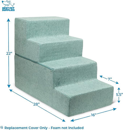 Best Pet Supplies Foldable Pet Stairs Cover for Foam Dog Ramps 4-Step