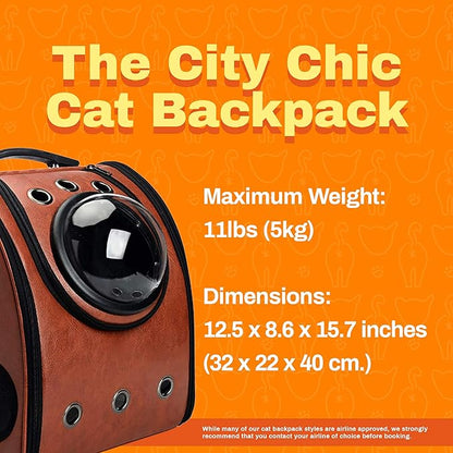 Your Cat Backpack Carrier Bag - Airline Approved Cat Carrier with Space Capsule Bubble for Small Cats, Kitten - Brown Premium Cat Carrier Backpack for Outdoor, Travel, Hiking, Pet Supplies