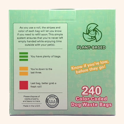 Color-Coded Dog Poop Bags 240 bags (16 rolls)