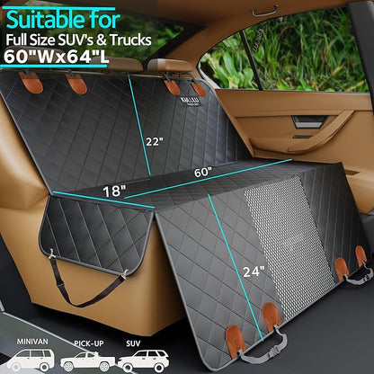 KULULU Dog Car Seat Cover for Back Seat 100% Waterproof (60" W 64" L))