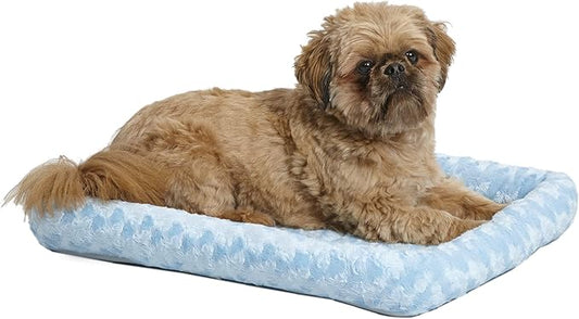 MidWest Homes for Pets Bolster Dog Bed 24L-Inch Blue Dog Bed or Cat Bed w/ Comfortable Bolster 24-Inch Dog