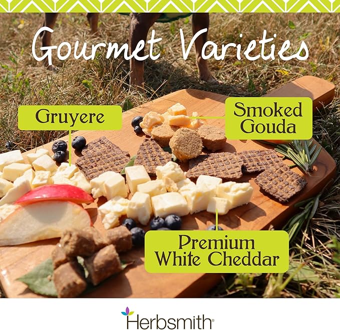 Herbsmith Smiling Dog Treats - Freeze Dried White Cheddar – 100% Real Wisconsin Cheese – Single Ingredient – Human Grade – Made in USA – 9.9 oz