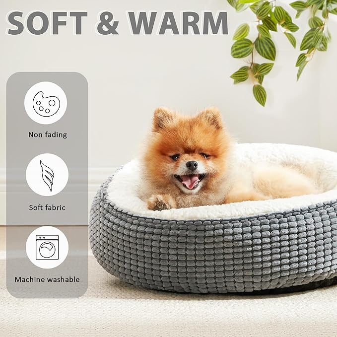 Love's cabin Round Donut Cat and Dog Cushion Bed 20in Pet