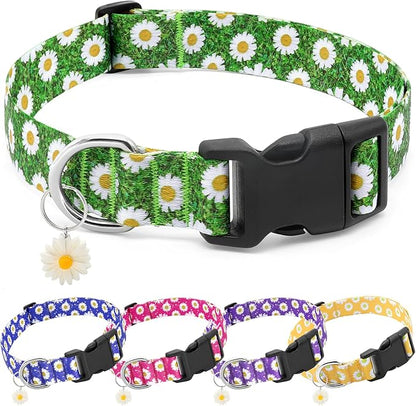 BiPawTi Green Dog Collars with Flower Floral