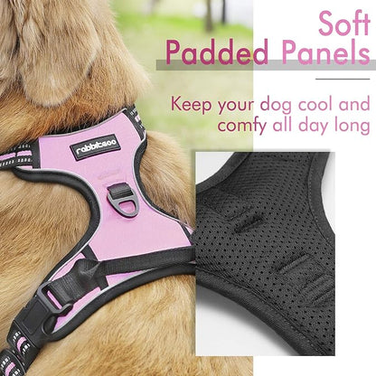 rabbitgoo Dog Harness, No-Pull Pet Harness with 2 Leash Clips, Adjustable Soft Padded Dog Vest, Reflective No-Choke Pet Oxford Vest with Easy Control Handle for Small Dogs, Pink, S